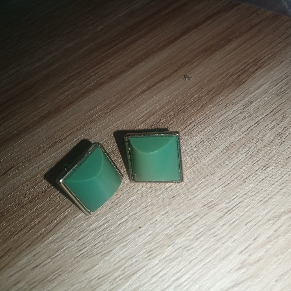 Trina Turk Green And Gold Geometric Earrings